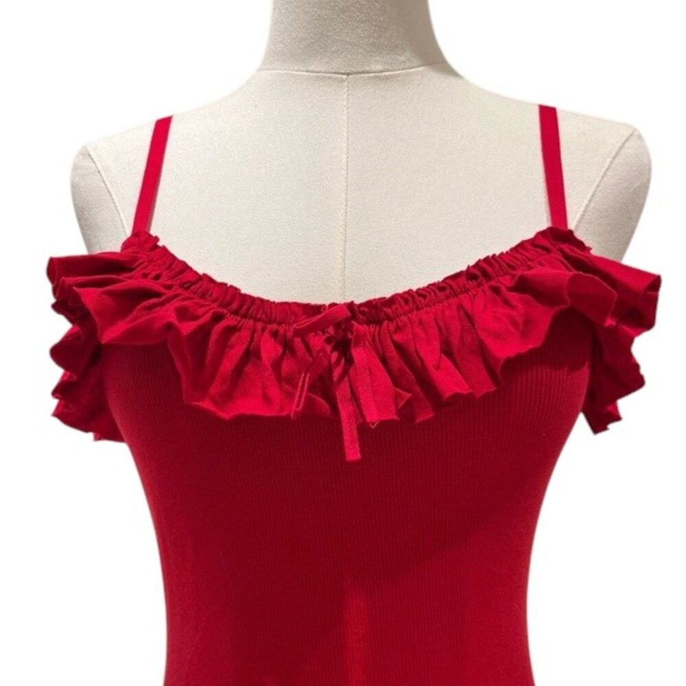 Betsey Johnson Red Ruffle  Tank Top NWT - Picture 3 of 7